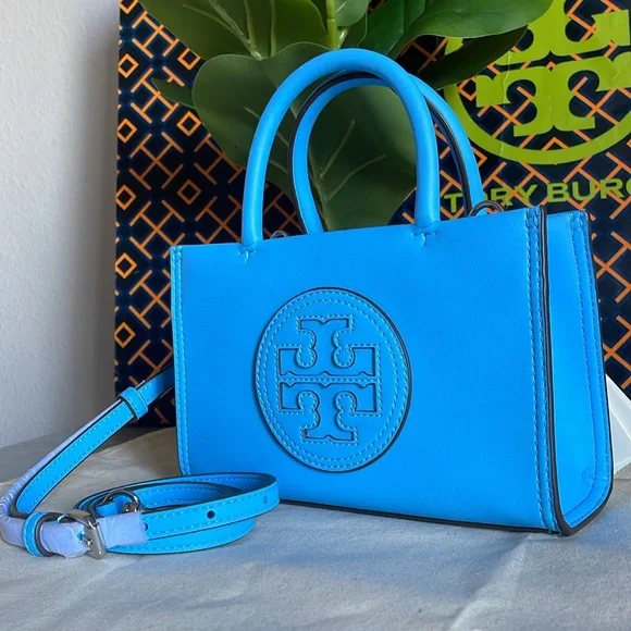 New✨authentic tory burch Ella bio mini tote (blue azure) crossbody - Picture 4 of 15
